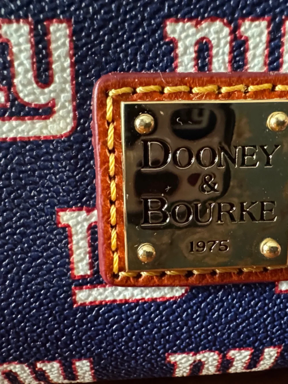 Dooney & Bourke Navy and Brown NY  Giants Logo crossbody bag NWT